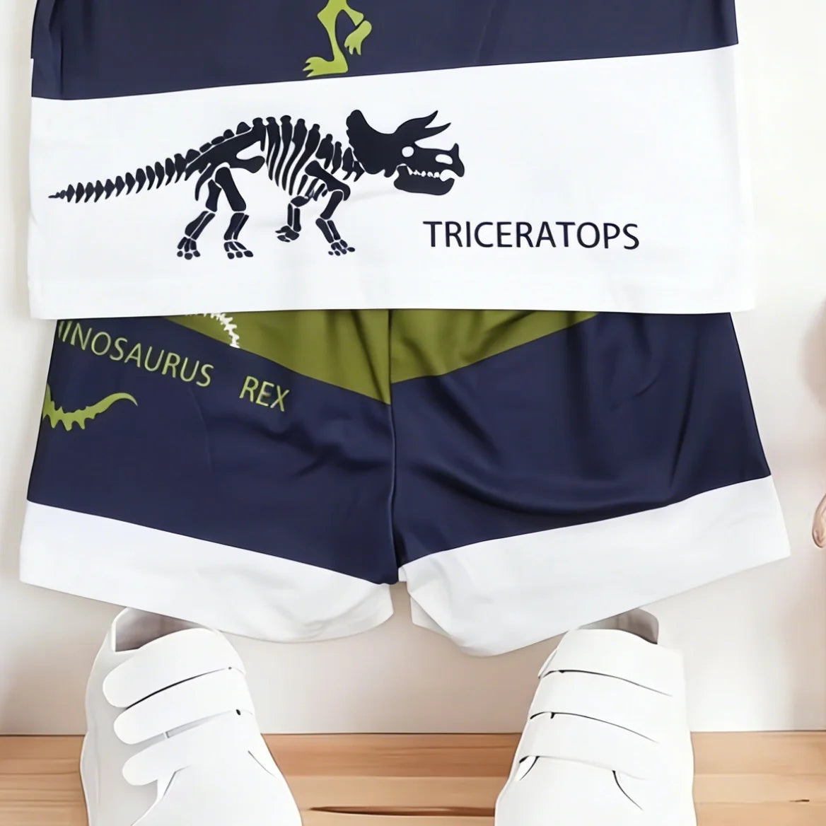 Boys' Dinosaur Skeleton Print T-Shirt & Shorts Set