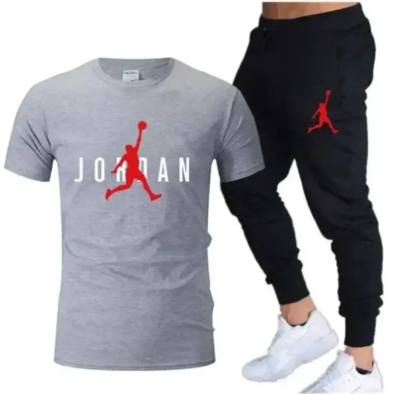 Men's Printed Leisure T-Shirt & Shorts Set