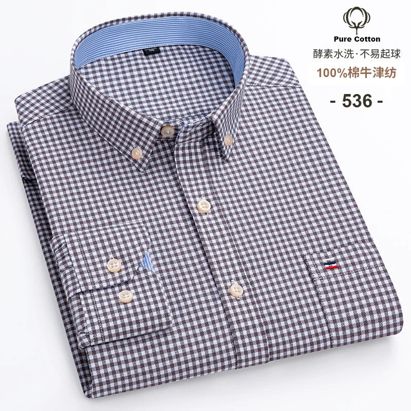 Men's Cotton Oxford Embroidery Dress Shirt