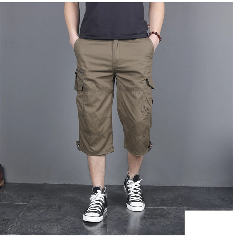 DOUSE Men's Multi-Pocket Cargo Shorts – Military Tactical Cotton Capri Pants