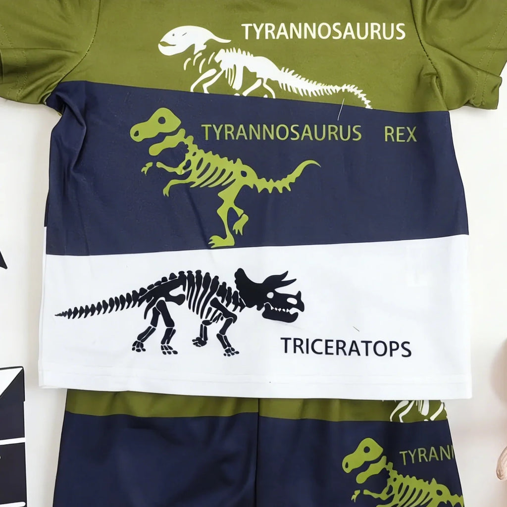 Boys' Dinosaur Skeleton Print T-Shirt & Shorts Set