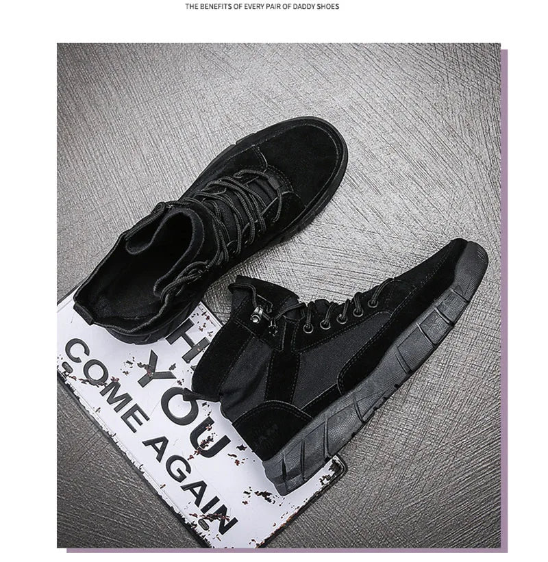 Men's Flat Sole Lace-Up Ankle Boots