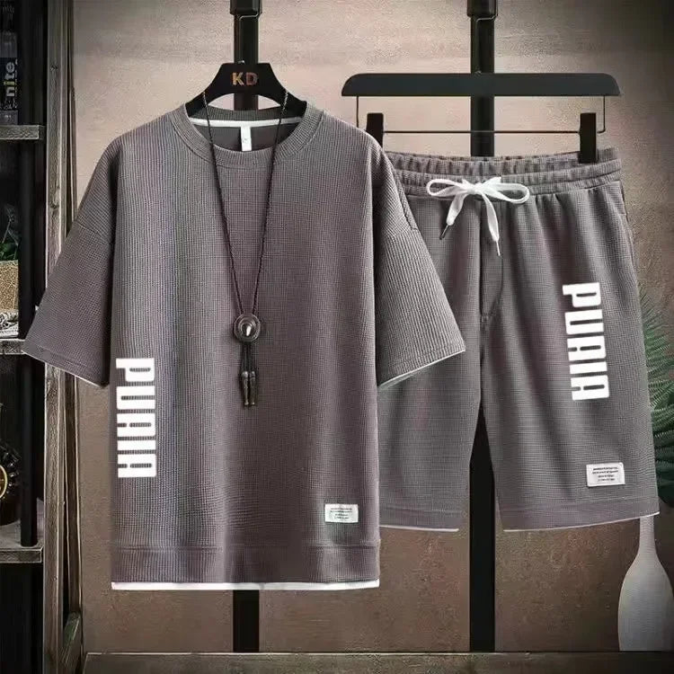 Men's Printed T-Shirt & Shorts Running Set
