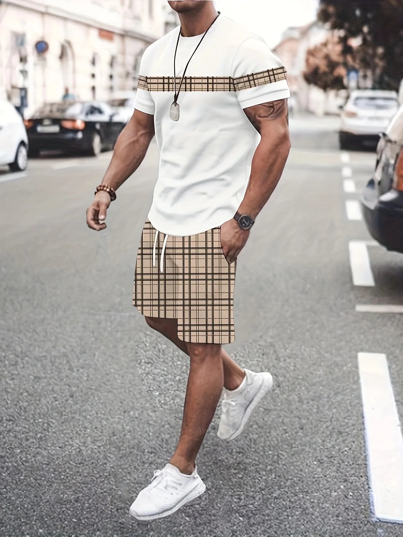 Men's King Print 3D T-Shirt & Shorts Set