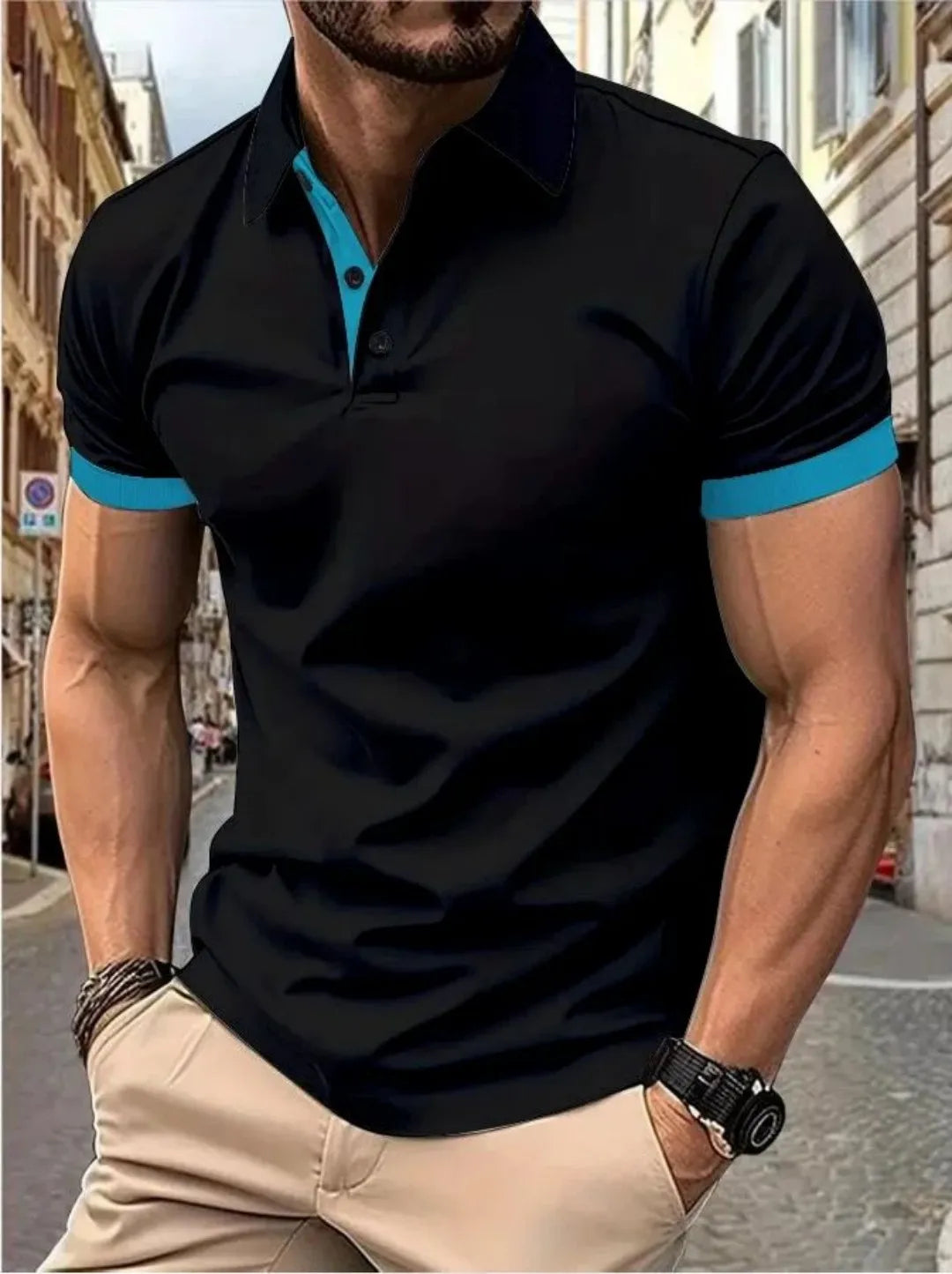 Men's 3D Pattern Print Polo Shirt