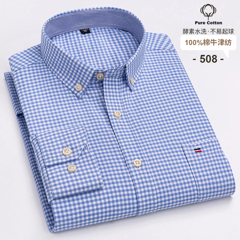 Men's Cotton Oxford Embroidery Dress Shirt