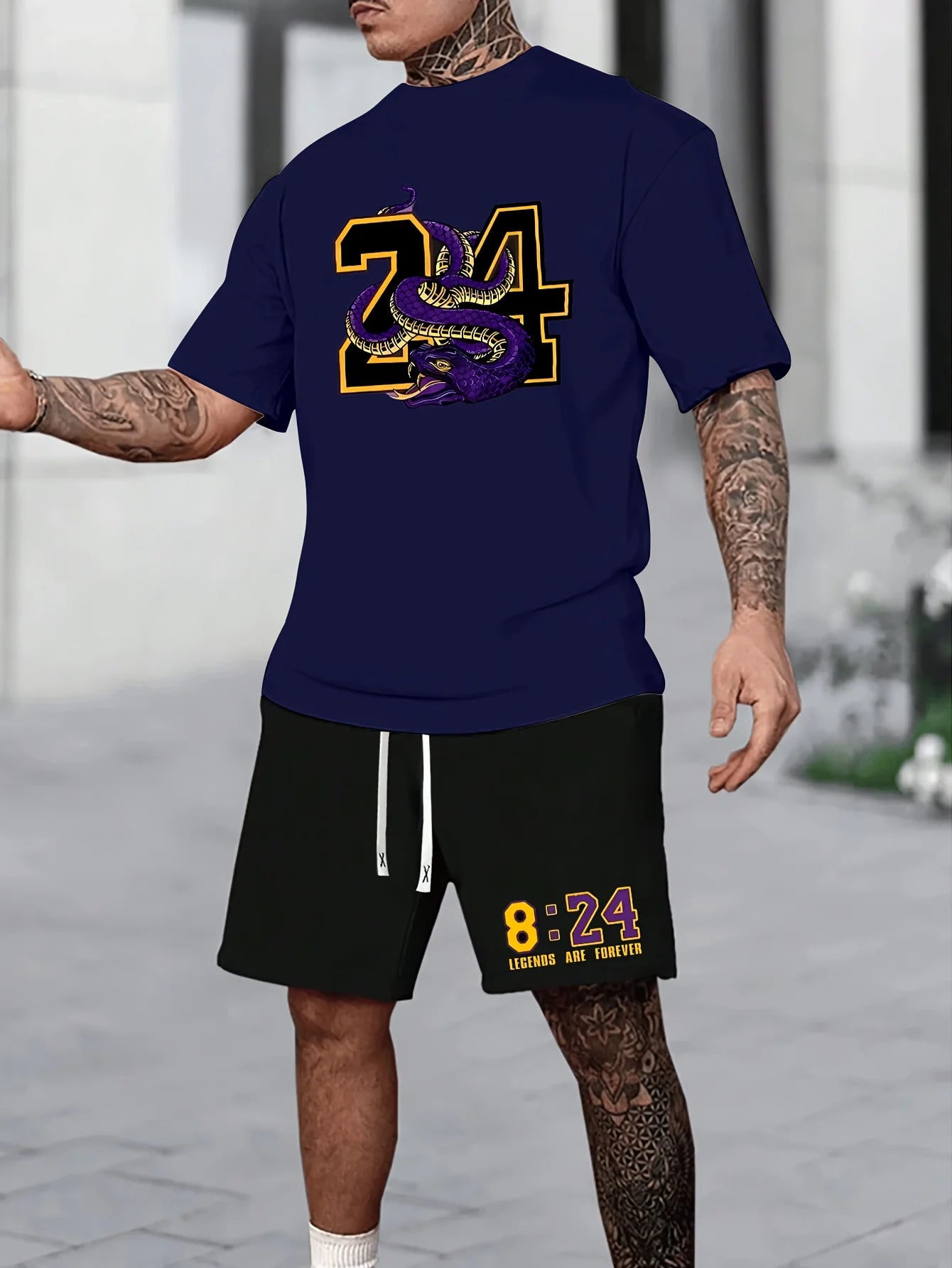 Men's Chicago Print T-Shirt & Shorts Set