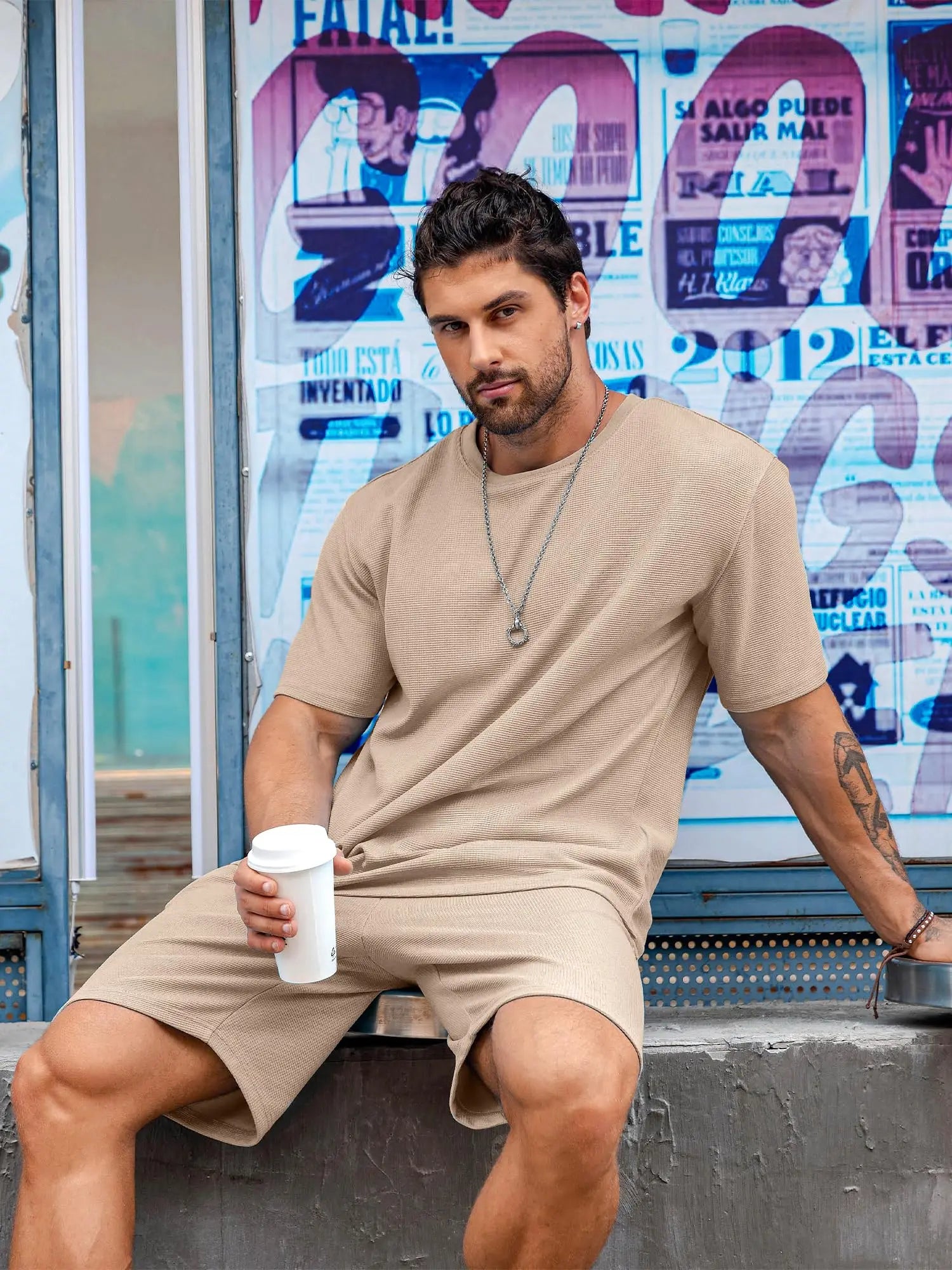 Men's 3D Print Oversized T-Shirt & Shorts Set