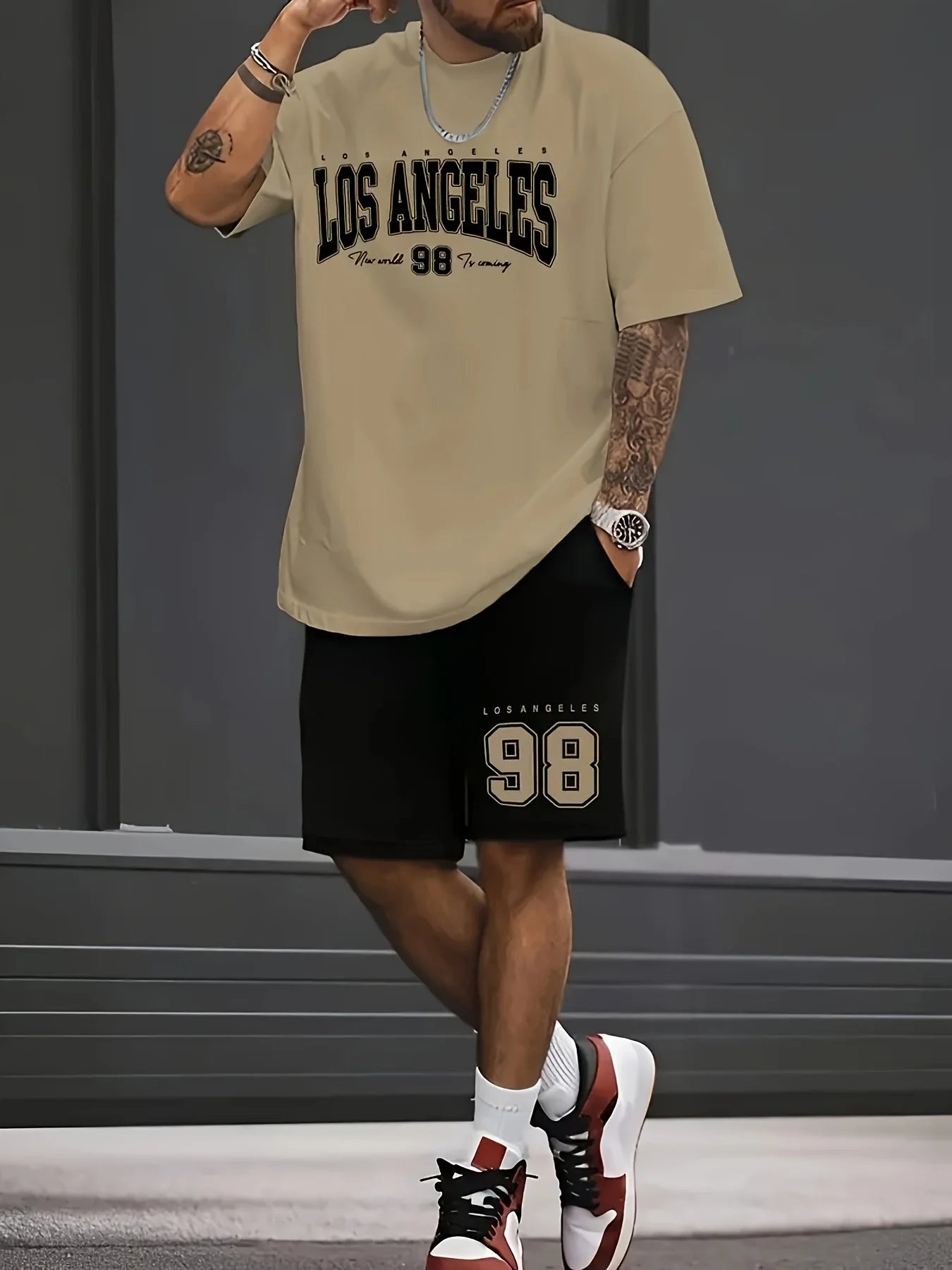 Men's Chicago Print T-Shirt & Shorts Set
