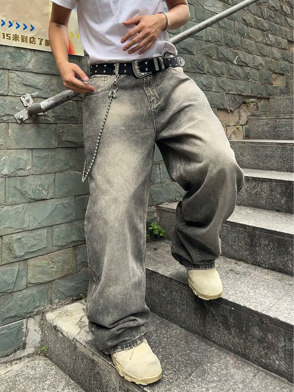Men's Y2K Baggy Wide-Leg Denim Jeans