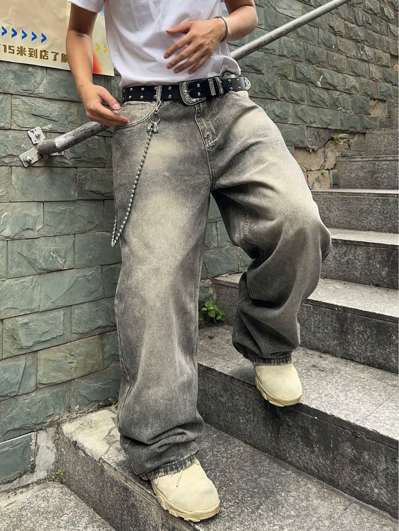 Men's Y2K Baggy Wide-Leg Denim Jeans