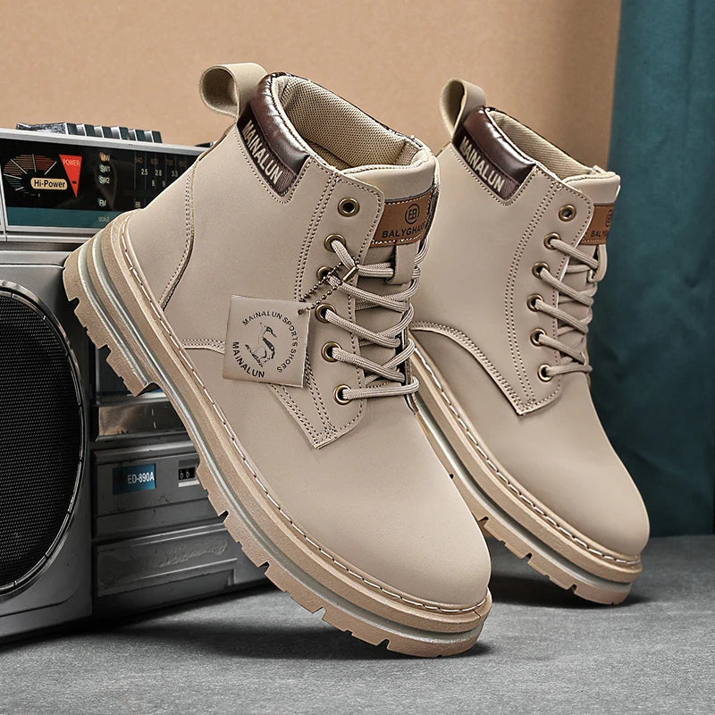 Mid-Calf Heavy-Duty Lace-Up Ankle Boots
