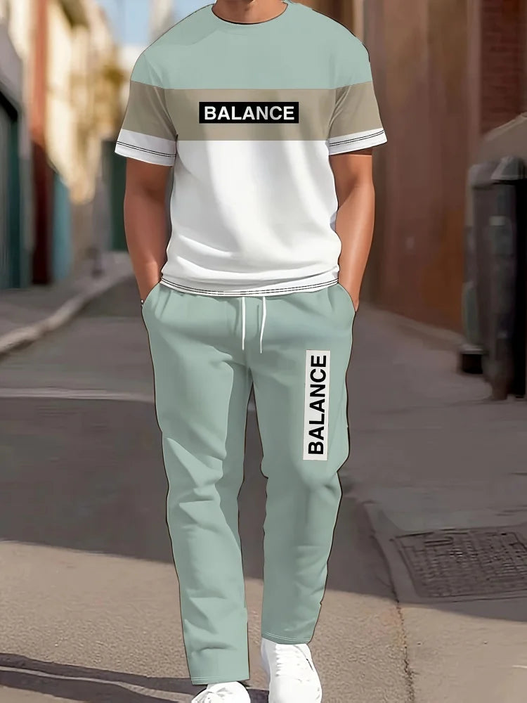 Men's 3D Navy Anchor Print Shirt & Pants Set