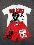 Men's 3D Letter Print T-Shirt & Shorts Set
