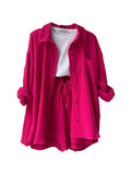Women's Muslin Button Short Suit Set