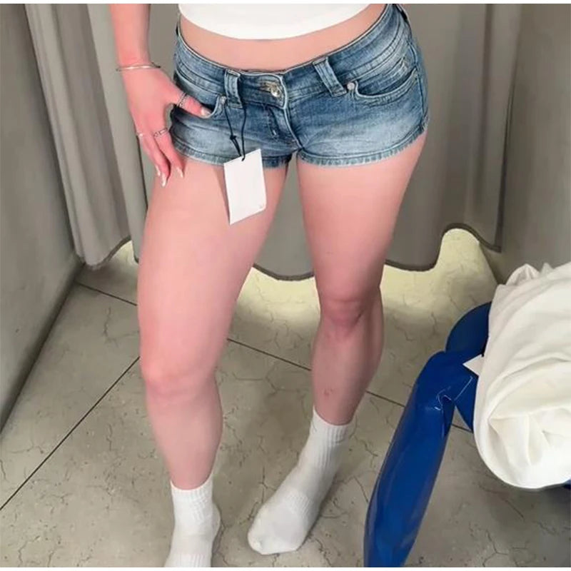 Women's Low-Waist Denim Mini Shorts