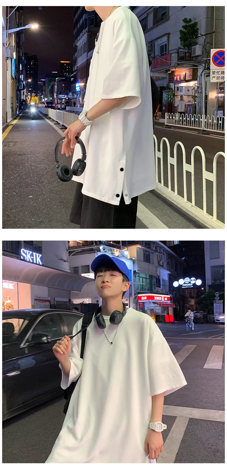 Men's Oversized Side-Slit Basic T-Shirt