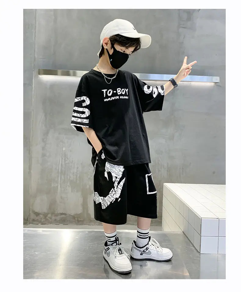 Boys' Hip-Hop T-Shirt & Pants Sports Set