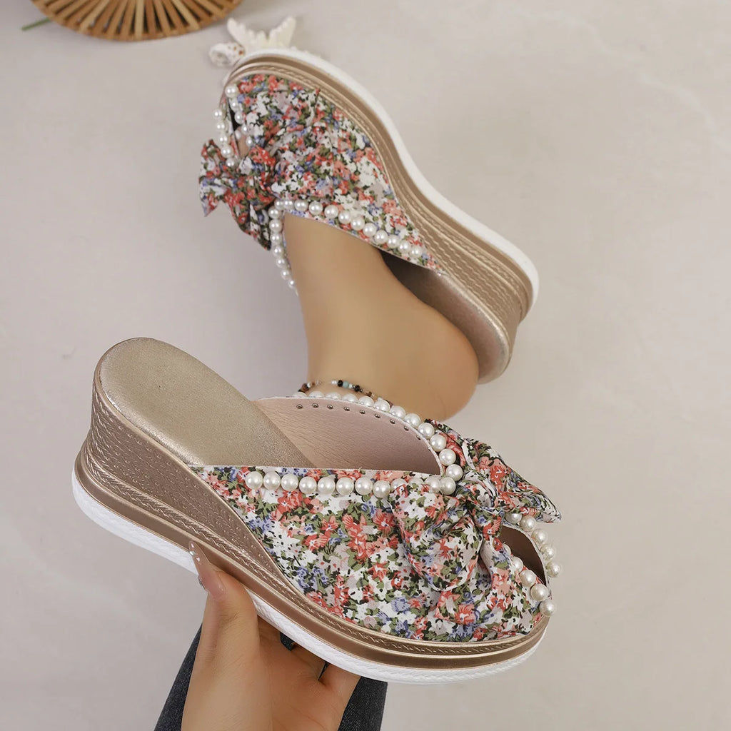 Women's Block Heel Flower Platform Sandals