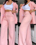 Women's Blazer & Wide-Leg Pants Two-Piece Set