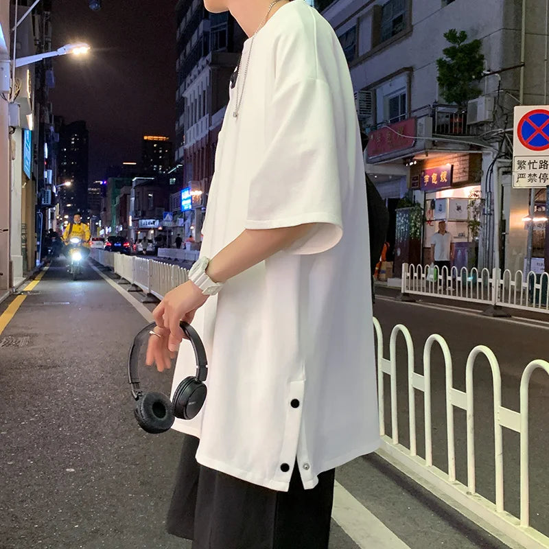 Men's Oversized Side-Slit Basic T-Shirt
