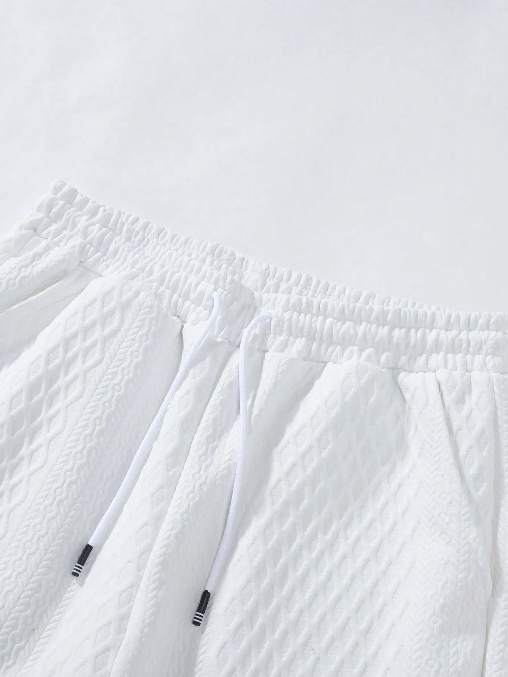 Men's Jacquard Lapel Shirt & Shorts Set