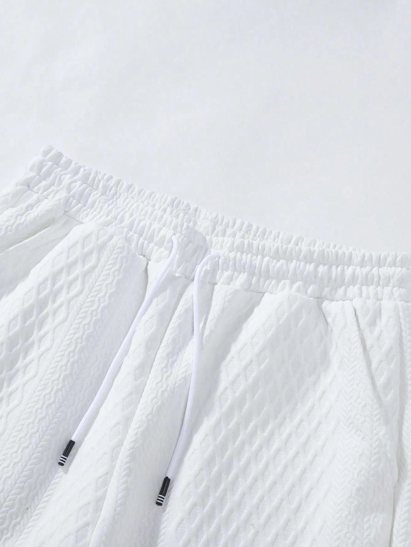 Men's Jacquard Lapel Shirt & Shorts Set