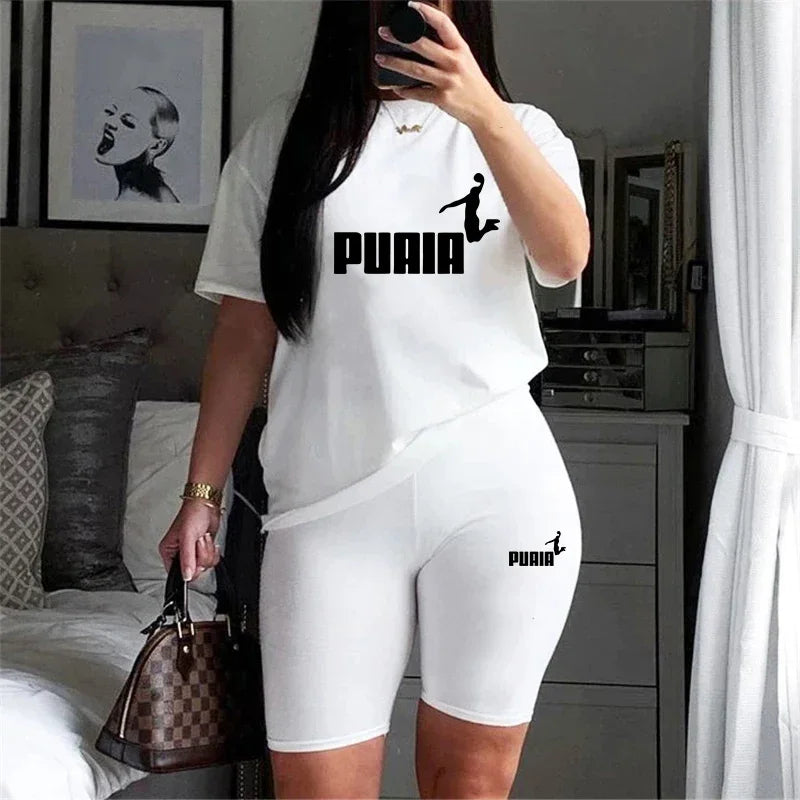 Women's O-Neck T-Shirt & Shorts Tracksuit Set