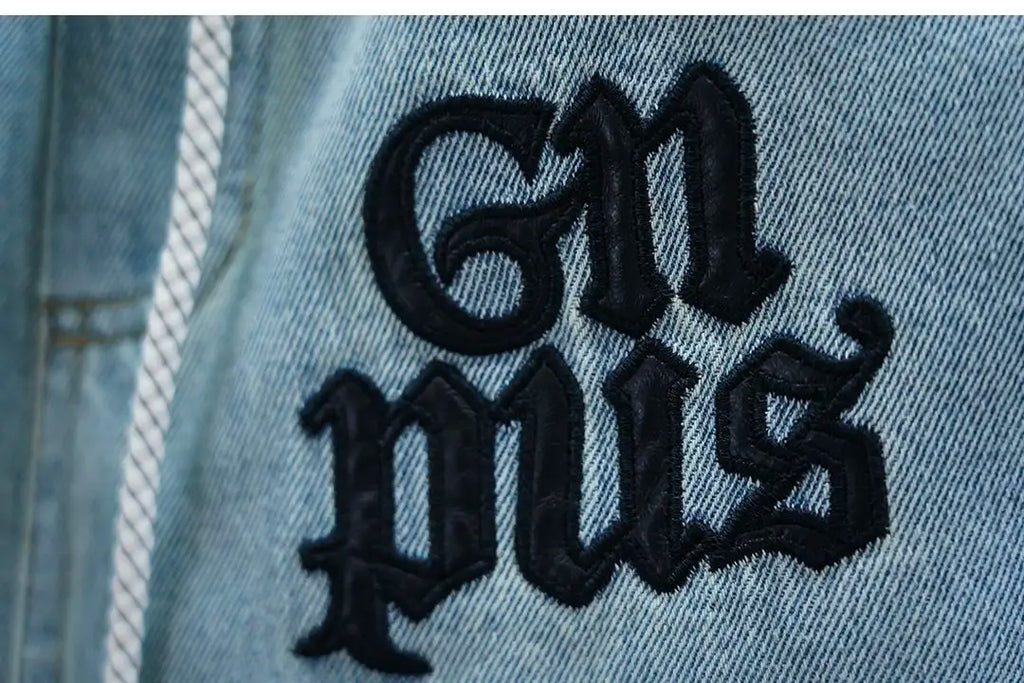 Men's Embroidered Letter Washed Baggy Jeans