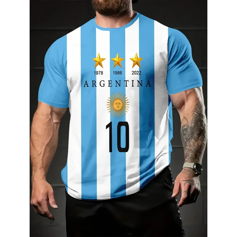Argentina Flag 3D Print Graphic T-Shirt
