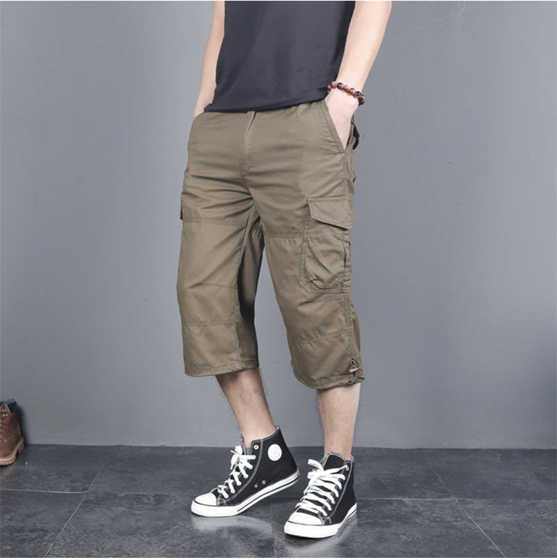 DOUSE Men's Multi-Pocket Cargo Shorts – Military Tactical Cotton Capri Pants