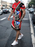Men's King Print 3D T-Shirt & Shorts Set