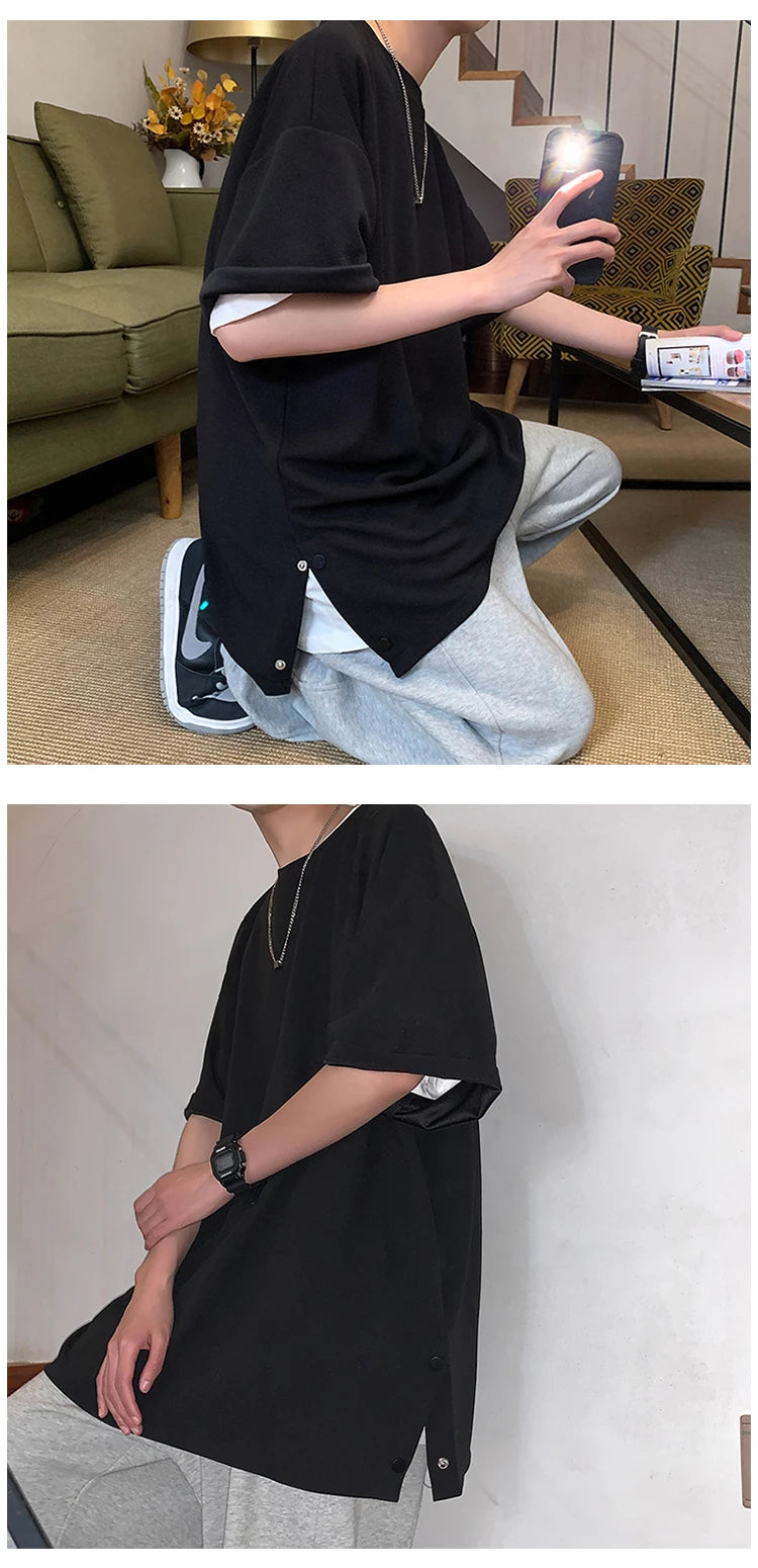 Men's Oversized Side-Slit Basic T-Shirt