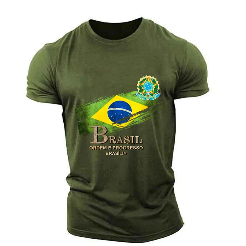 Men's Brazilian Flag 3D Oversized Print T-Shirt