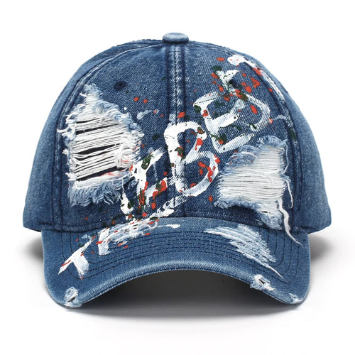 Distressed Letter-Patch Baseball Cap