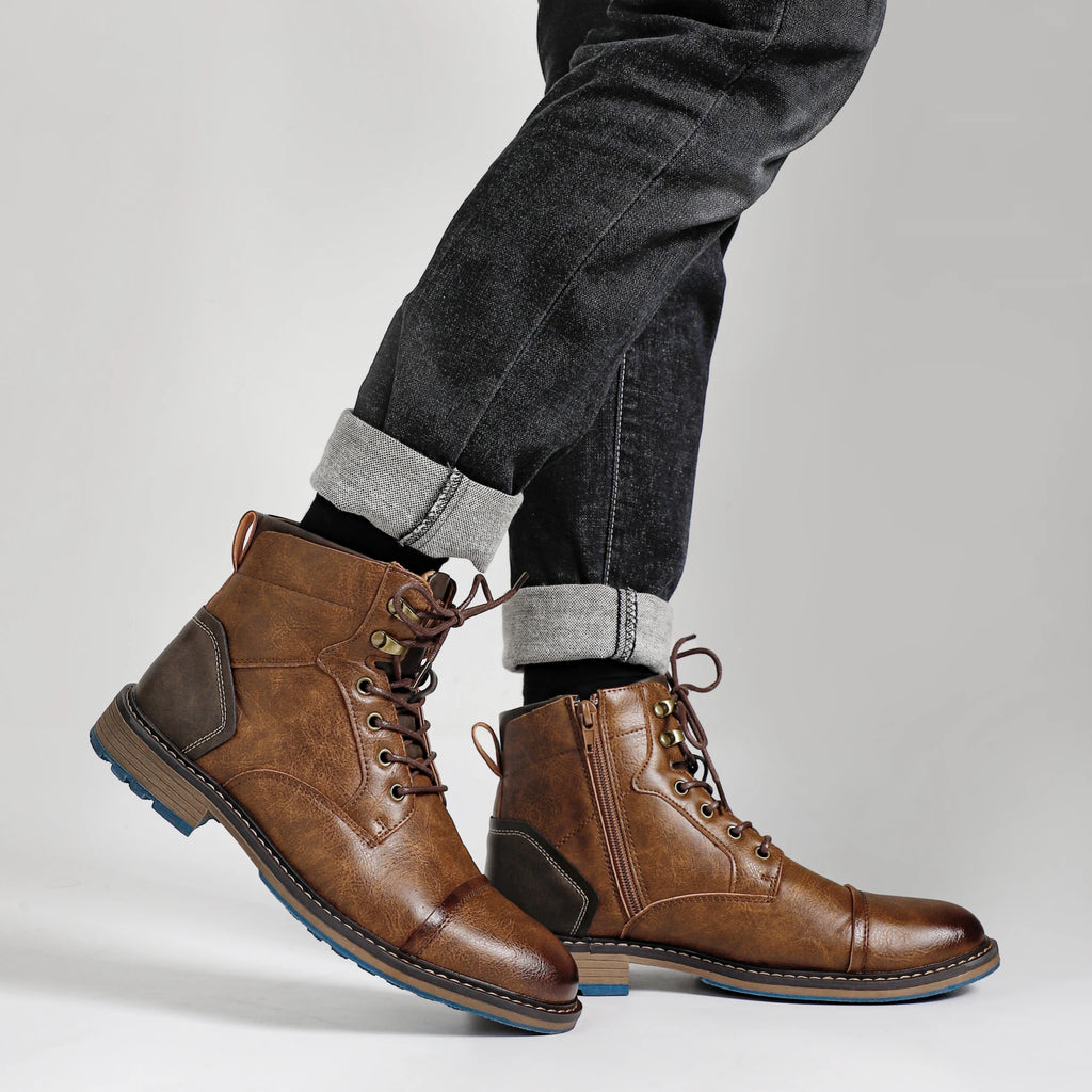 Men's Retro Zip Leather Ankle Boots
