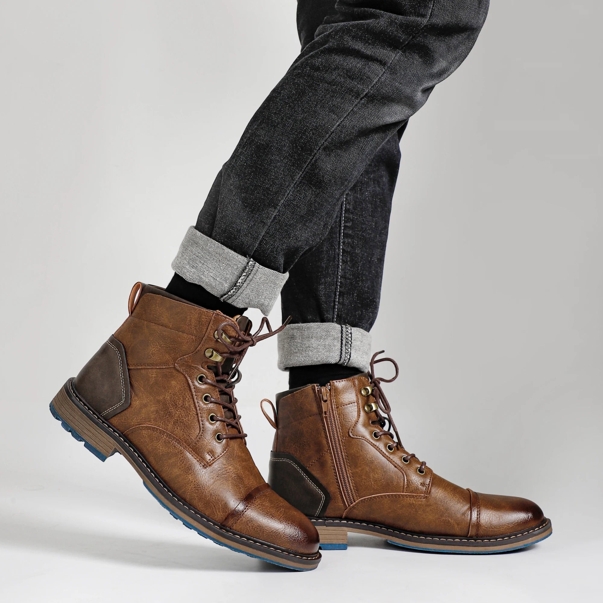 Men's Retro Zip Leather Ankle Boots
