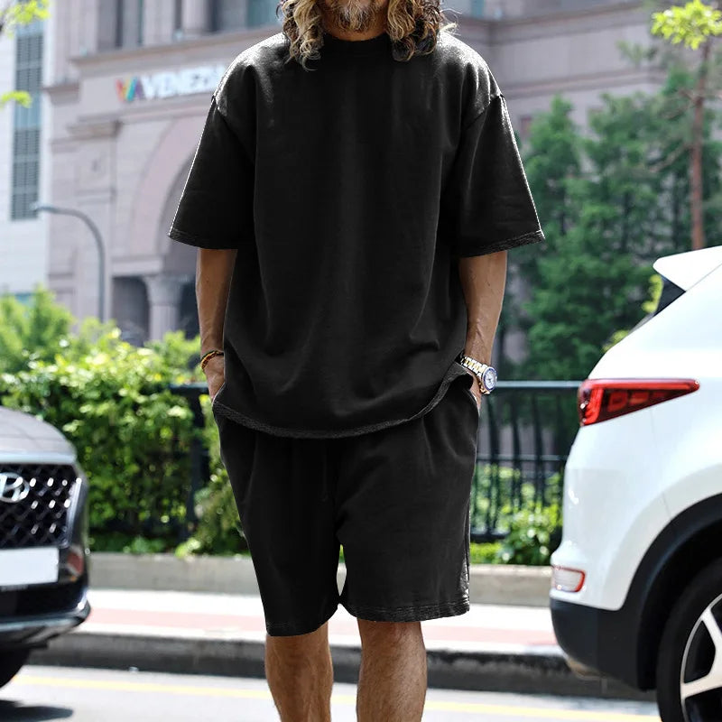 Men's Oversized Casual Sports T-Shirt & Shorts Set