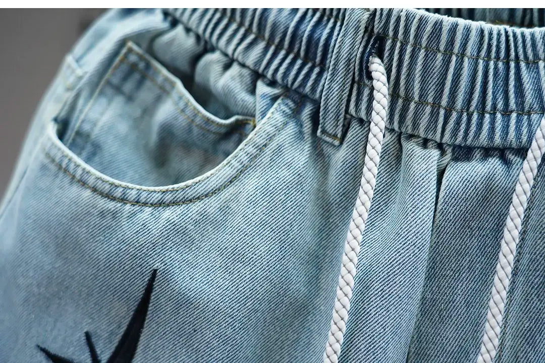 Men's Embroidered Letter Washed Baggy Jeans