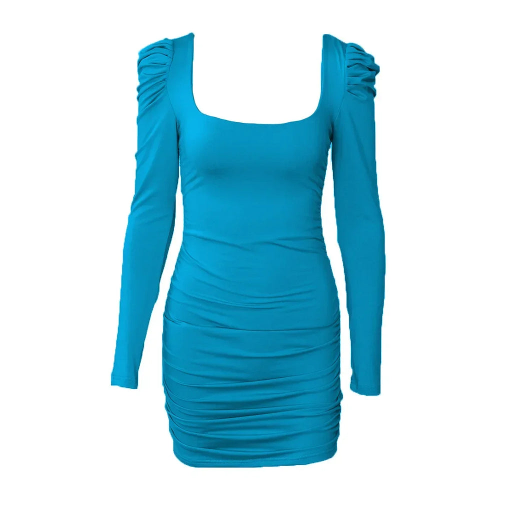 Women's Backless Velvet Stacked-Shoulder Mini Dress