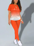 Women's Heart Print Gradient Summer Set