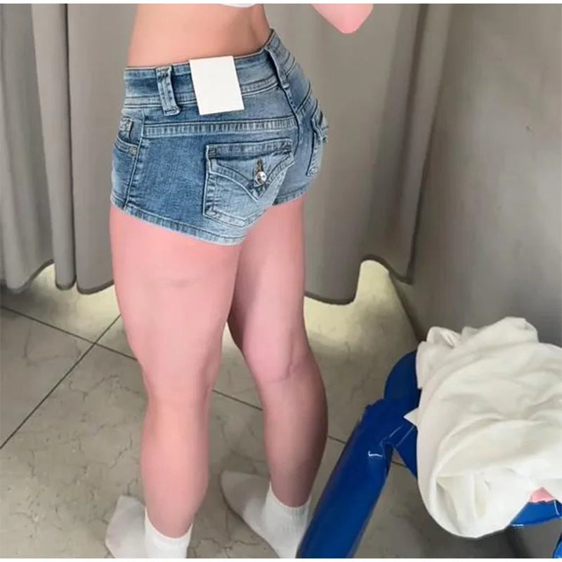 Women's Low-Waist Denim Mini Shorts