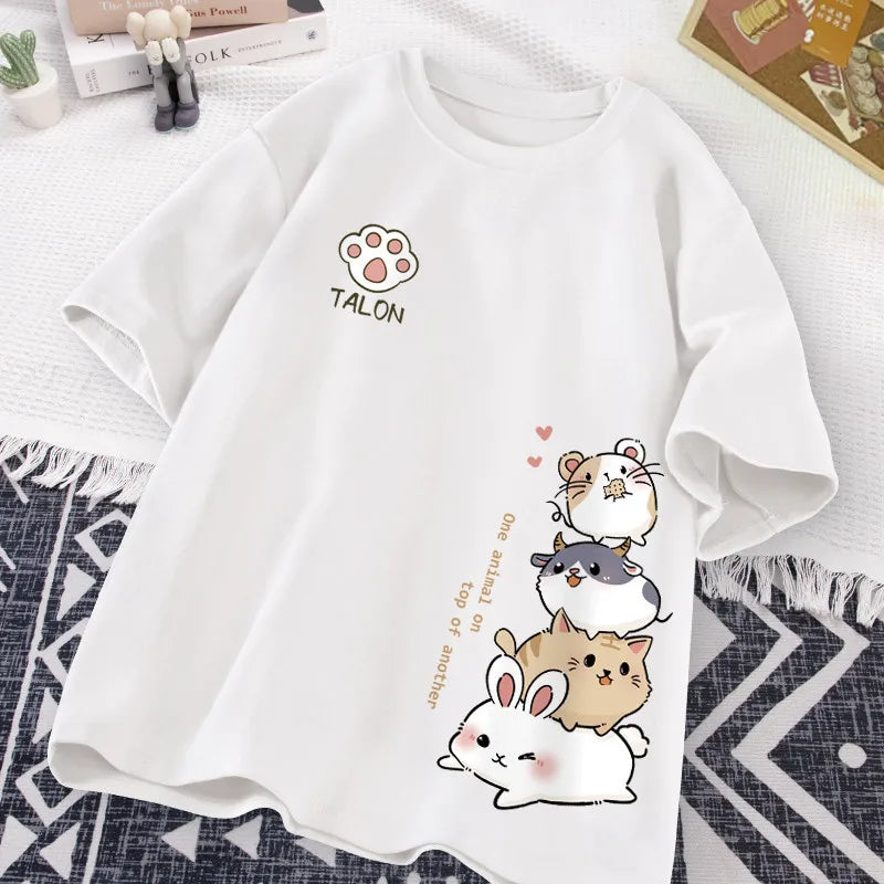 Women's Cute Hamster Print Casual T-Shirt