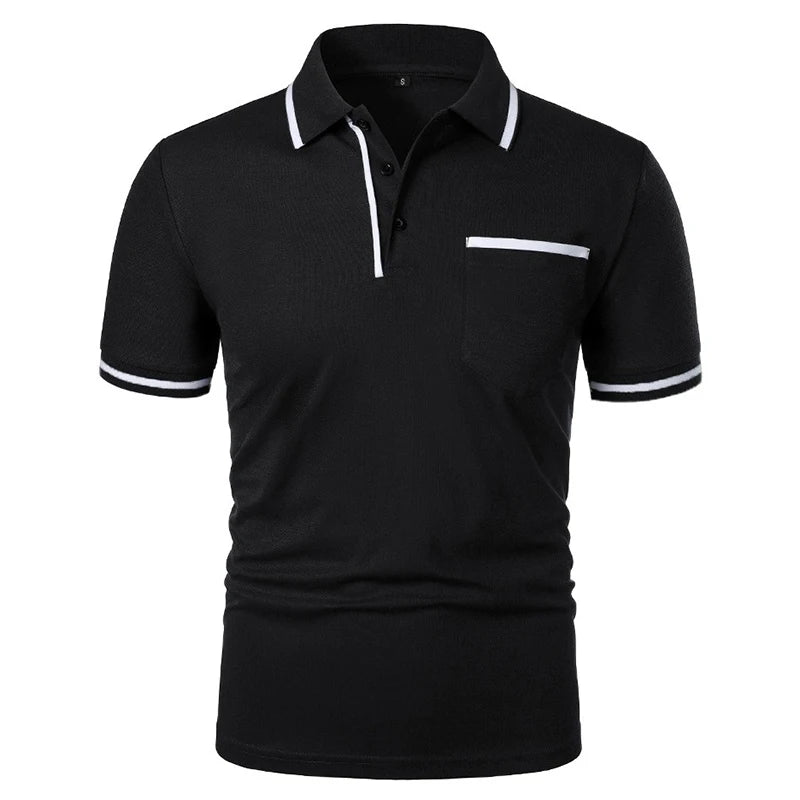 DOUSE Men's Splice Pocket Polo Shirt – Breathable Casual Summer Tee