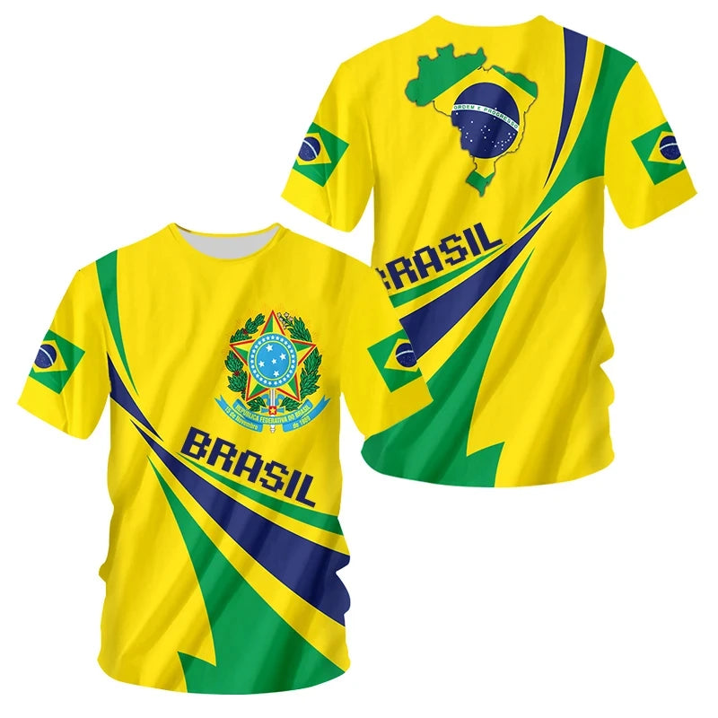Men's Brazilian Flag 3D Oversized Print T-Shirt