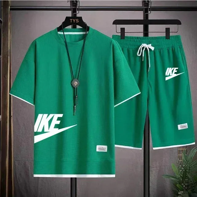 Men's Casual Printed T-Shirt & Shorts Set