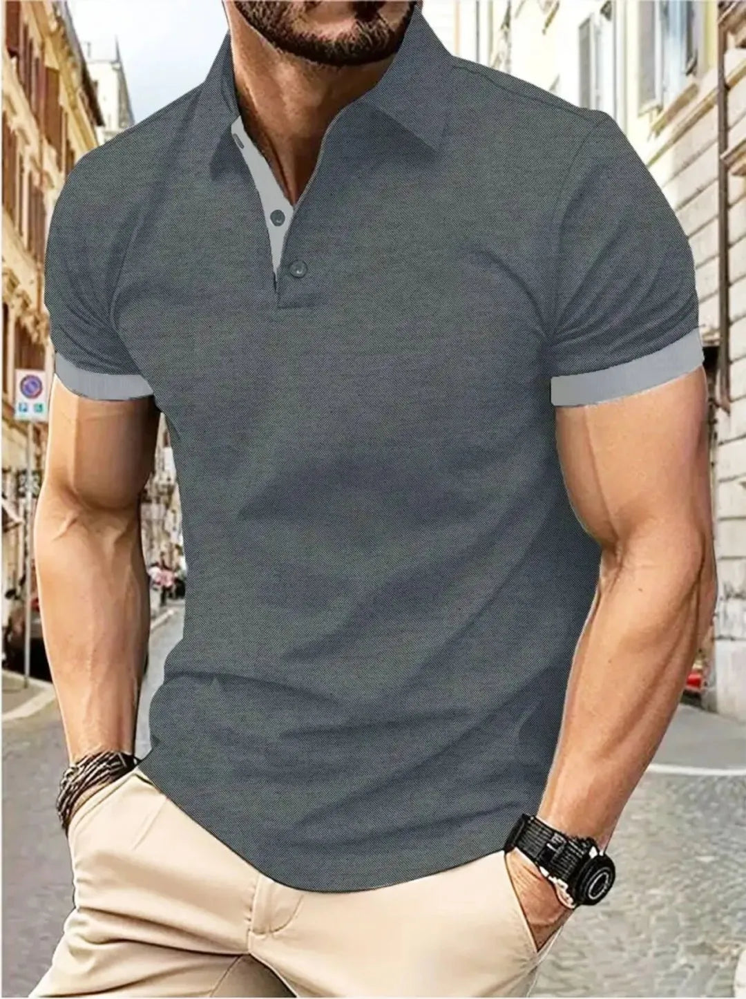 Men's 3D Pattern Print Polo Shirt