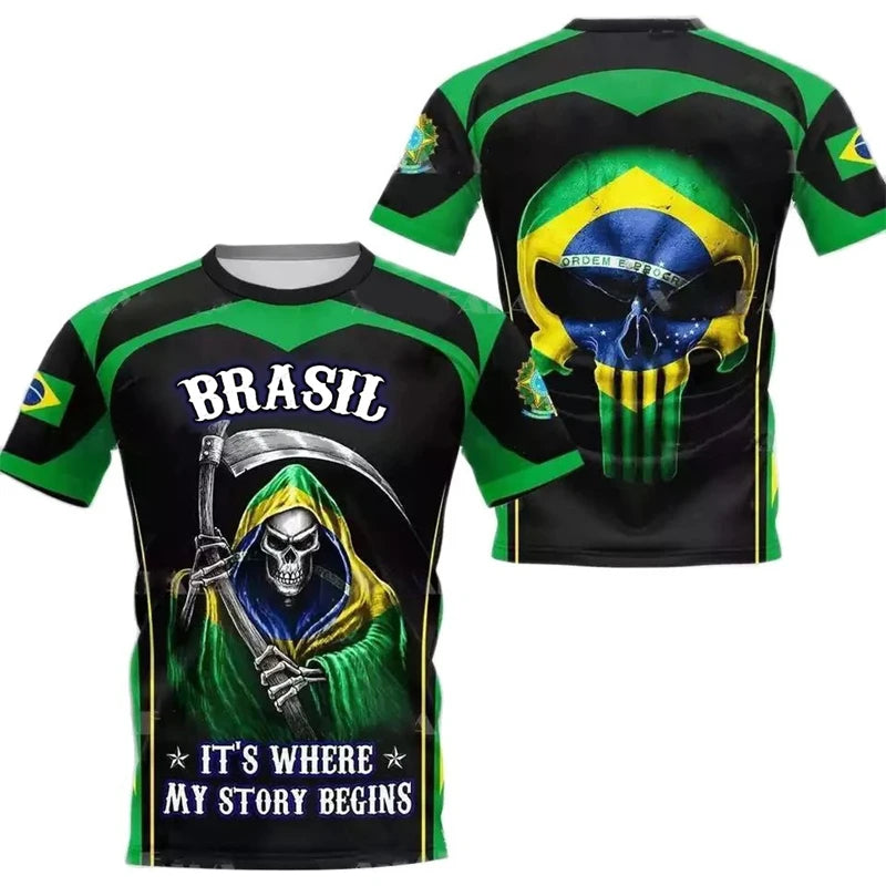 Men's Brazilian Flag 3D Oversized Print T-Shirt