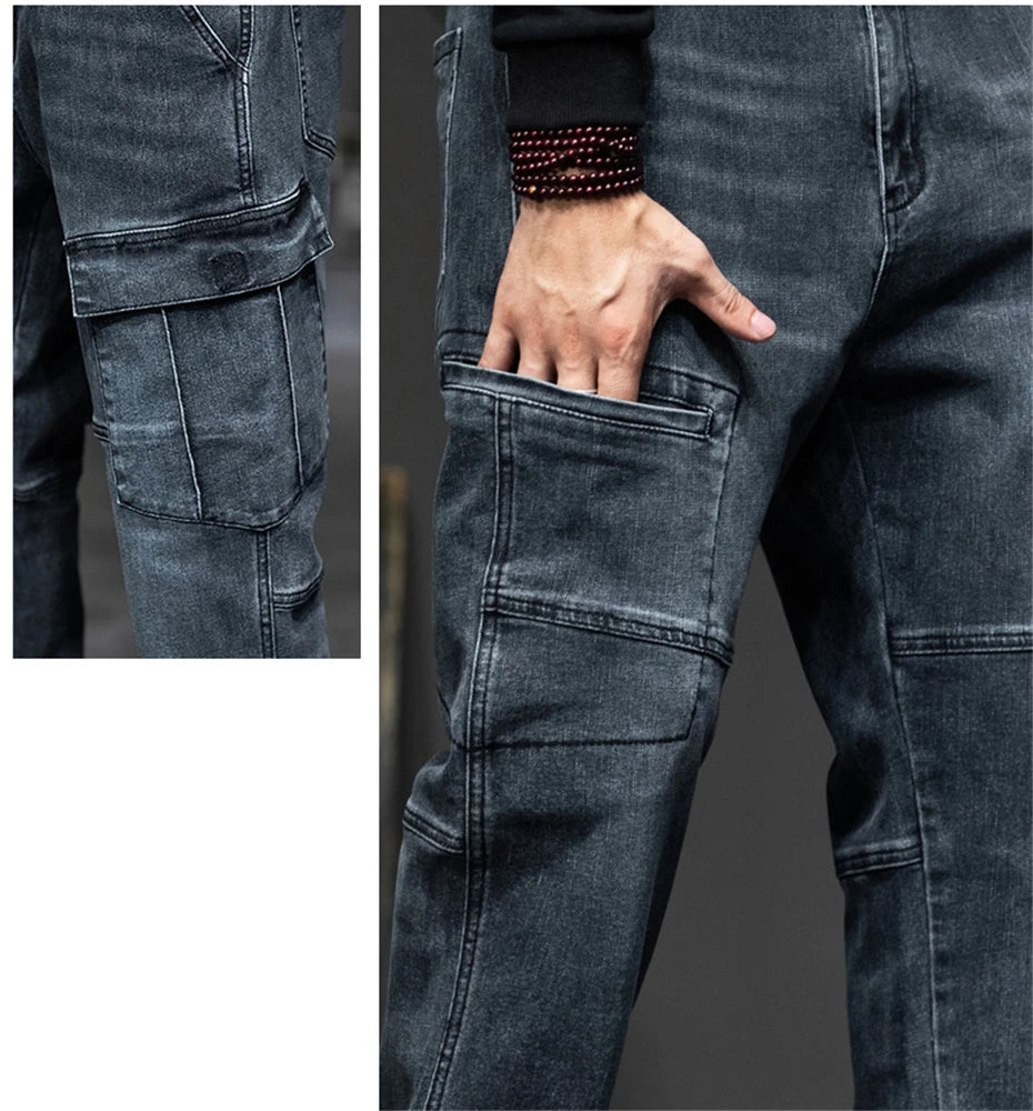 Men's Plus Size Cargo Baggy Denim Jeans