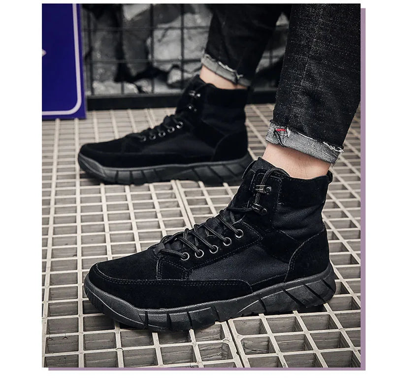 Men's Flat Sole Lace-Up Ankle Boots